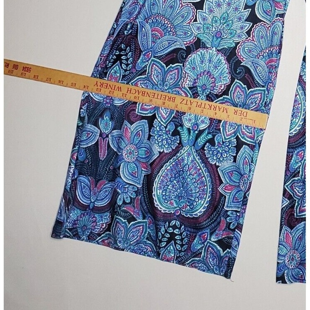 Arolina Wide Leg Pants Womens XL Blue Stretch Floral Paisley Multicolor Pull-On - Picture 8 of 11